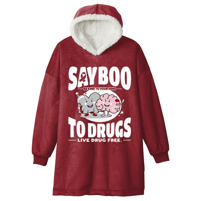 Say Boo To Drugs Funny Halloween Red Ribbon Week Awareness Hooded Wearable Blanket