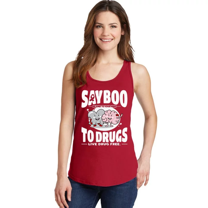 Say Boo To Drugs Funny Halloween Red Ribbon Week Awareness Ladies Essential Tank