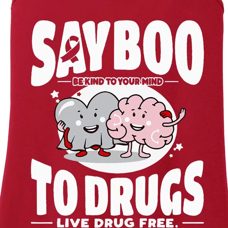 Say Boo To Drugs Funny Halloween Red Ribbon Week Awareness Ladies Essential Tank