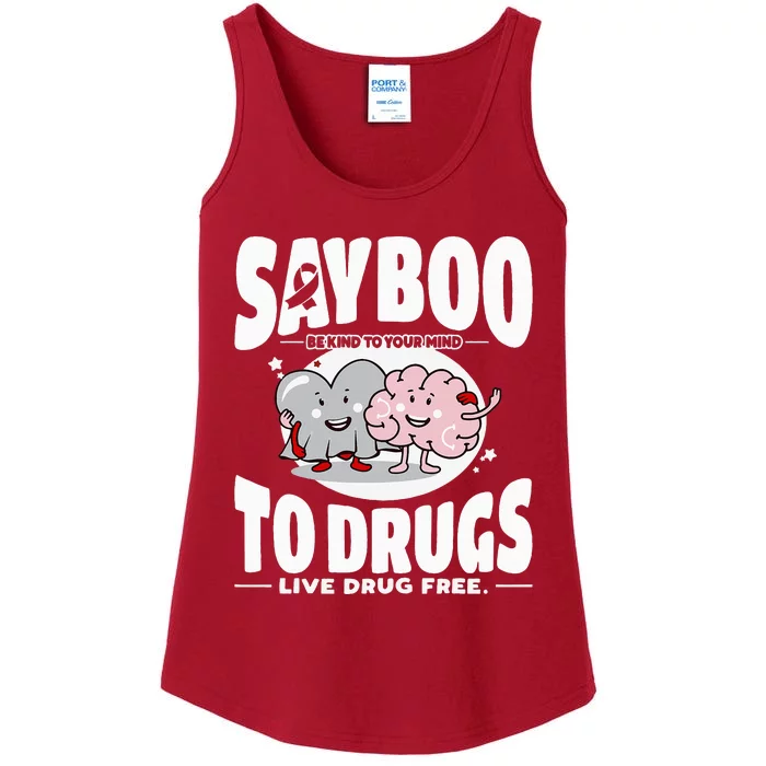 Say Boo To Drugs Funny Halloween Red Ribbon Week Awareness Ladies Essential Tank