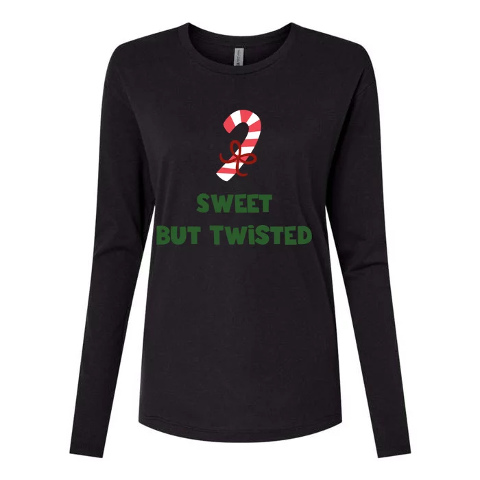 Sweet But Twisted Funny Candy Cane Merry Christmas Holiday Gift Womens Cotton Relaxed Long Sleeve T-Shirt