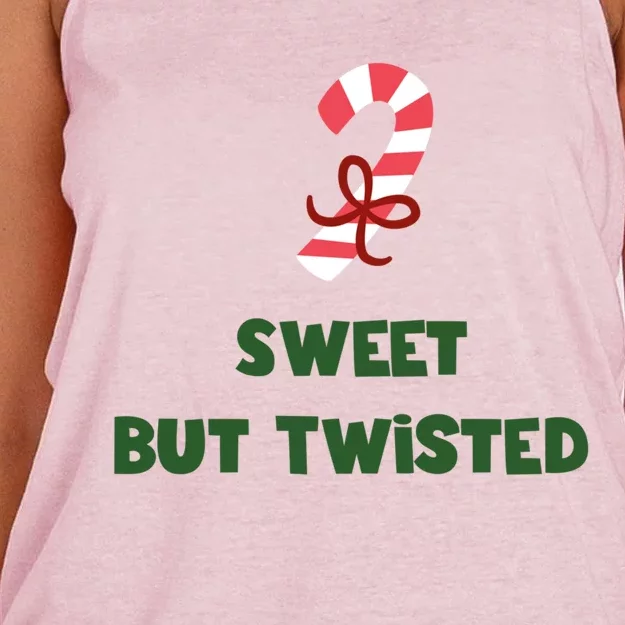 Sweet But Twisted Funny Candy Cane Merry Christmas Holiday Gift Women's Knotted Racerback Tank