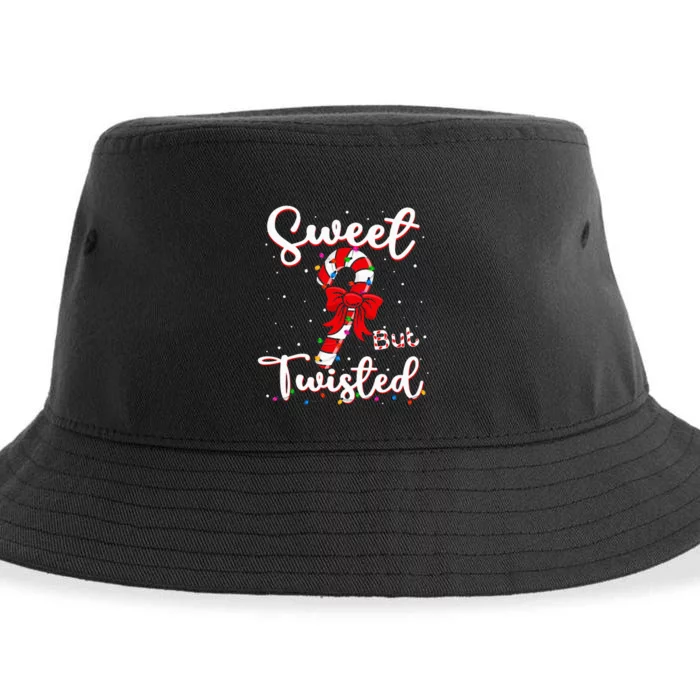 Sweet But Twisted Funny Christmas Candy Cane Xmas Holiday Sustainable Bucket Hat