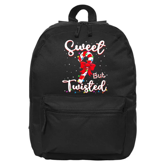 Sweet But Twisted Funny Christmas Candy Cane Xmas Holiday 16 in Basic Backpack