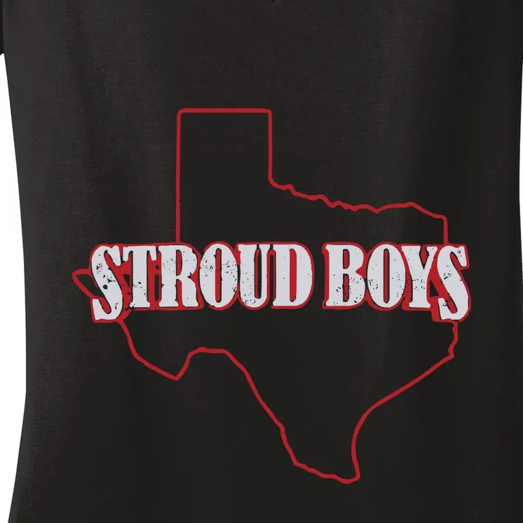 Stroud Boy Texans State Outline Women's V-Neck T-Shirt