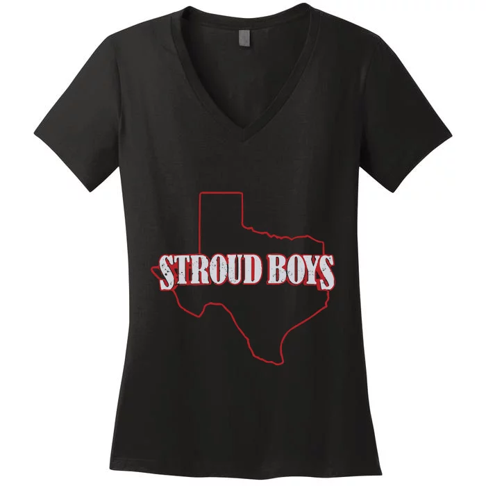 Stroud Boy Texans State Outline Women's V-Neck T-Shirt