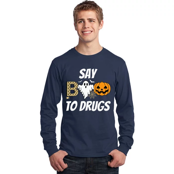 Say Boo To Drugs Red Ribbon Week Awareness Funny Halloween Tall Long Sleeve T-Shirt