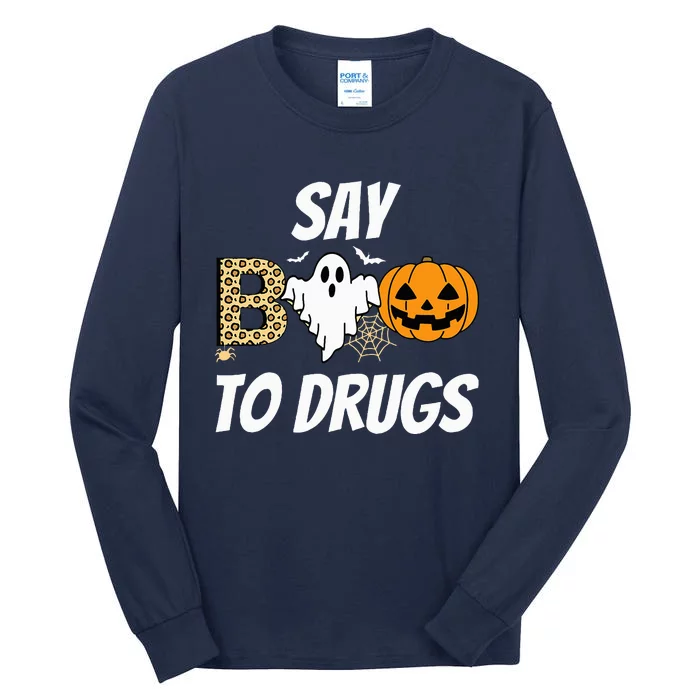 Say Boo To Drugs Red Ribbon Week Awareness Funny Halloween Tall Long Sleeve T-Shirt