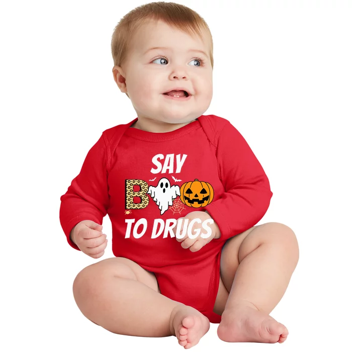 Say Boo To Drugs Red Ribbon Week Awareness Funny Halloween Baby Long Sleeve Bodysuit