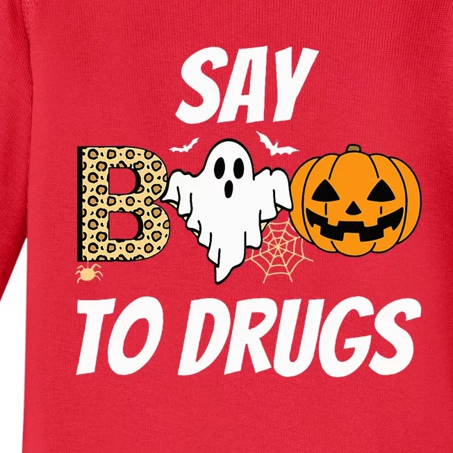 Say Boo To Drugs Red Ribbon Week Awareness Funny Halloween Baby Long Sleeve Bodysuit