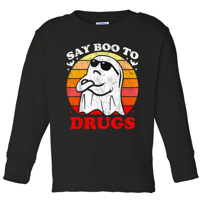 Say Boo To Drugs Funny Halloween Red Ribbon Week Awareness Toddler Long Sleeve Shirt