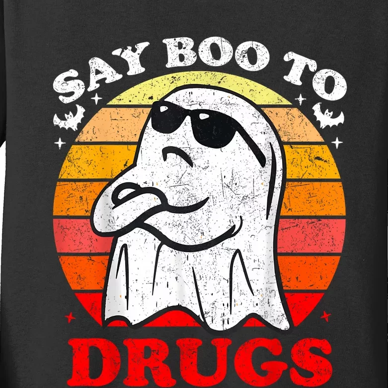 Say Boo To Drugs Funny Halloween Red Ribbon Week Awareness Kids Long Sleeve Shirt