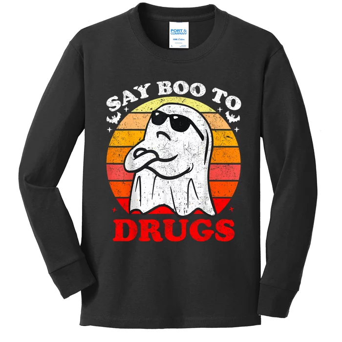 Say Boo To Drugs Funny Halloween Red Ribbon Week Awareness Kids Long Sleeve Shirt