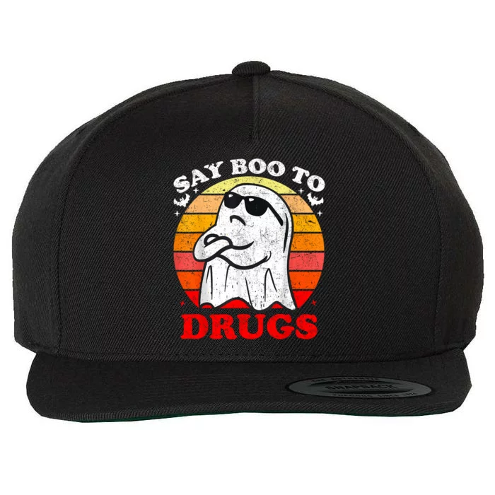 Say Boo To Drugs Funny Halloween Red Ribbon Week Awareness Wool Snapback Cap