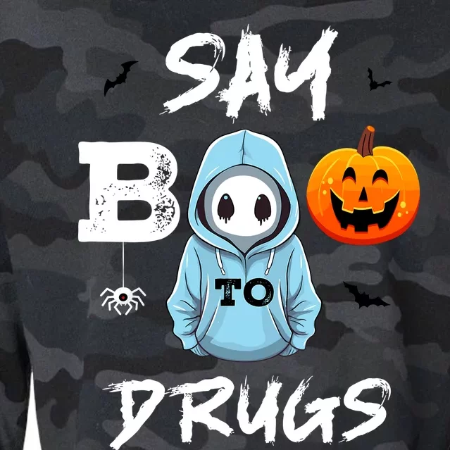 Say Boo To Drugs Funny Halloween Red Ribbon Week Awareness Cropped Pullover Crew