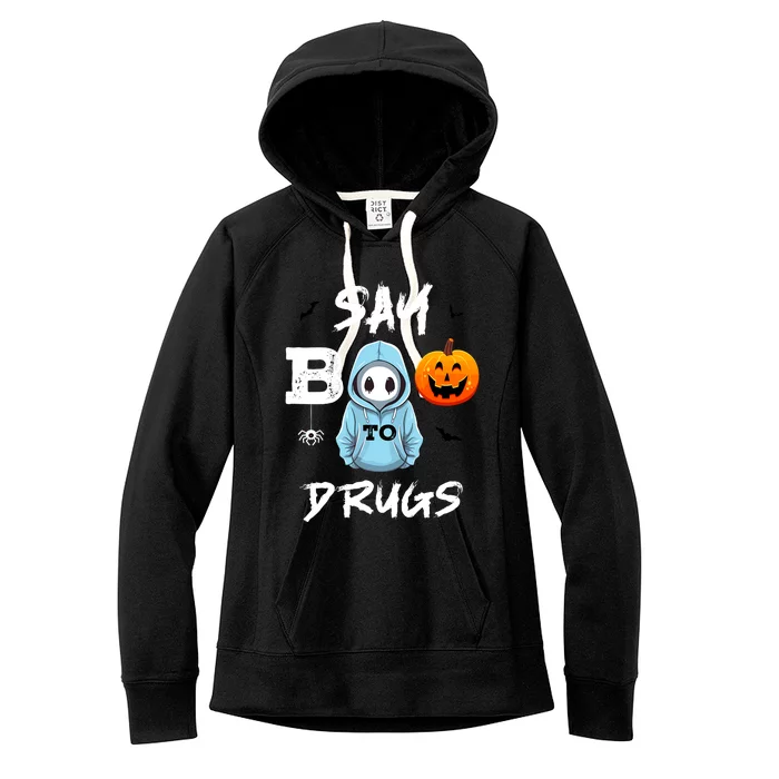 Say Boo To Drugs Funny Halloween Red Ribbon Week Awareness Women's Fleece Hoodie