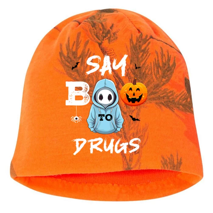 Say Boo To Drugs Funny Halloween Red Ribbon Week Awareness Kati - Camo Knit Beanie