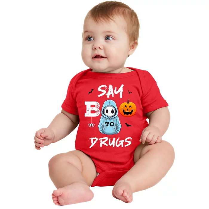 Say Boo To Drugs Funny Halloween Red Ribbon Week Awareness Baby Bodysuit