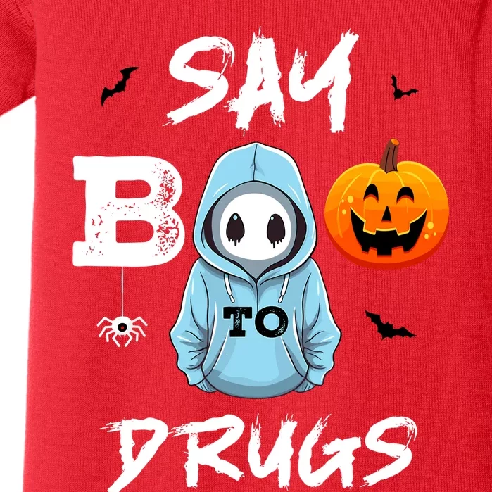 Say Boo To Drugs Funny Halloween Red Ribbon Week Awareness Baby Bodysuit