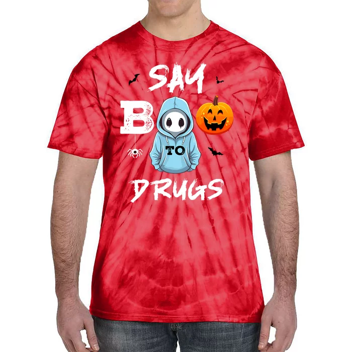 Say Boo To Drugs Funny Halloween Red Ribbon Week Awareness Tie-Dye T-Shirt