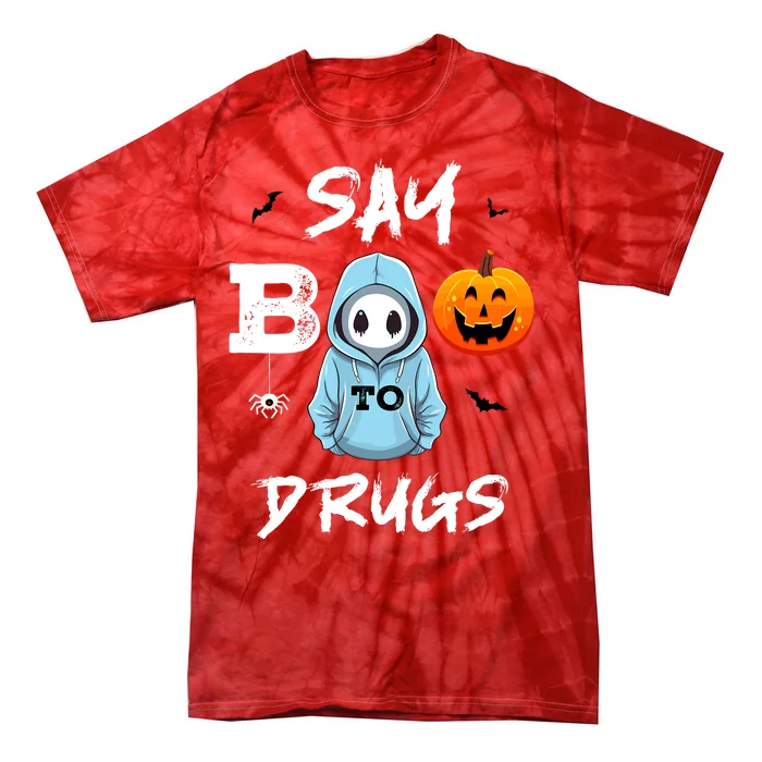 Say Boo To Drugs Funny Halloween Red Ribbon Week Awareness Tie-Dye T-Shirt