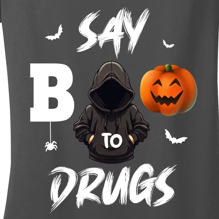 Say Boo To Drugs Halloween Pumpkin Awareness Women's V-Neck T-Shirt