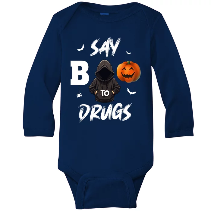 Say Boo To Drugs Halloween Pumpkin Awareness Baby Long Sleeve Bodysuit