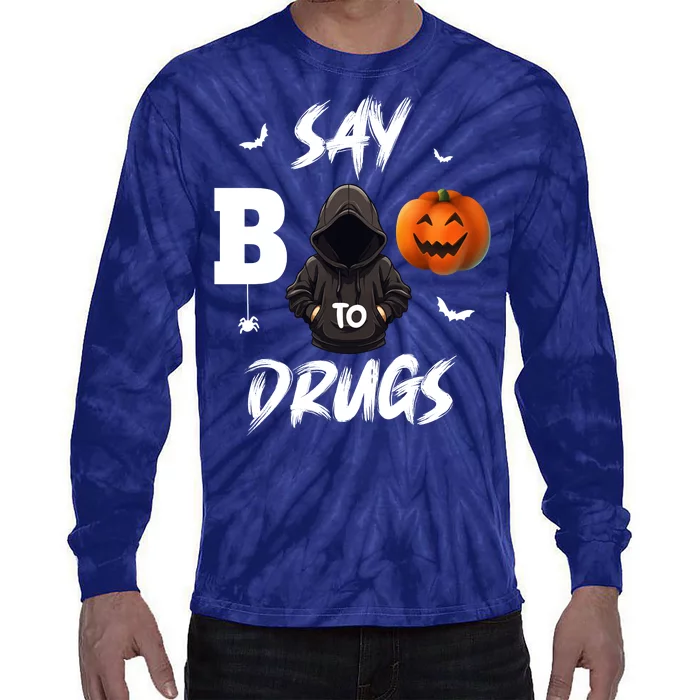 Say Boo To Drugs Halloween Pumpkin Awareness Tie-Dye Long Sleeve Shirt