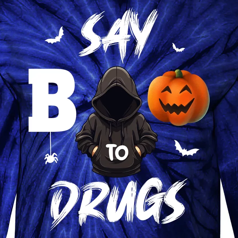 Say Boo To Drugs Halloween Pumpkin Awareness Tie-Dye Long Sleeve Shirt