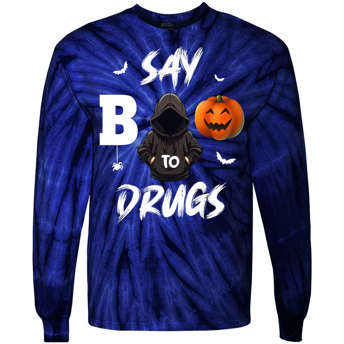 Say Boo To Drugs Halloween Pumpkin Awareness Tie-Dye Long Sleeve Shirt