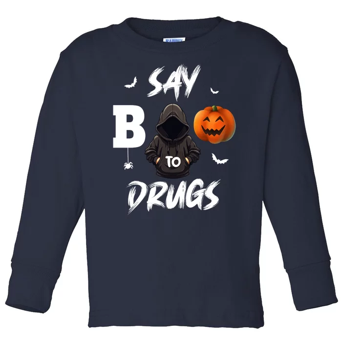 Say Boo To Drugs Halloween Pumpkin Awareness Toddler Long Sleeve Shirt