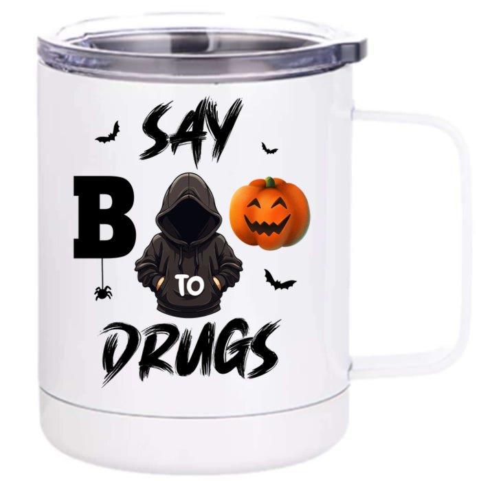 Say Boo To Drugs Halloween Pumpkin Awareness Front & Back 12oz Stainless Steel Tumbler Cup