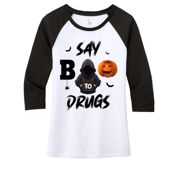 Say Boo To Drugs Halloween Pumpkin Awareness Women's Tri-Blend 3/4-Sleeve Raglan Shirt