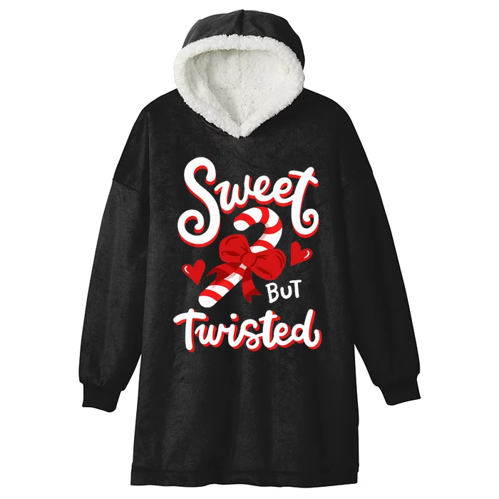 Sweet But Twisted Funny Christmas Holidays Candy Cane Lover Hooded Wearable Blanket