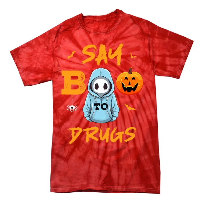 Say Boo To Drugs Funny Halloween Red Ribbon Week Awareness Tie-Dye T-Shirt