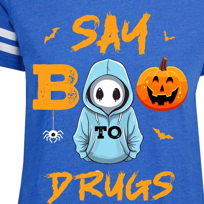 Say Boo To Drugs Funny Halloween Red Ribbon Week Awareness Enza Ladies Jersey Football T-Shirt