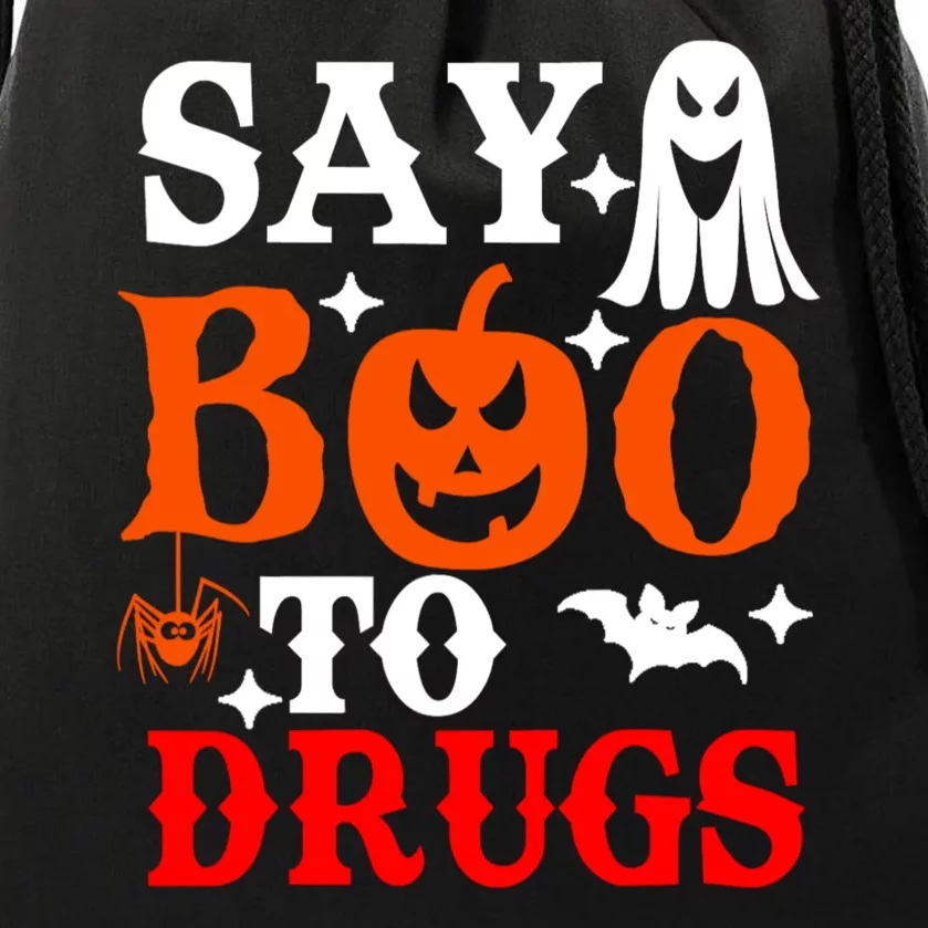 Say Boo To Drugs Funny Halloween Red Ribbon Week Awareness Drawstring Bag