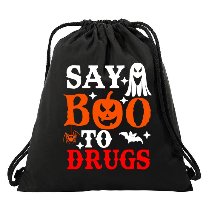 Say Boo To Drugs Funny Halloween Red Ribbon Week Awareness Drawstring Bag