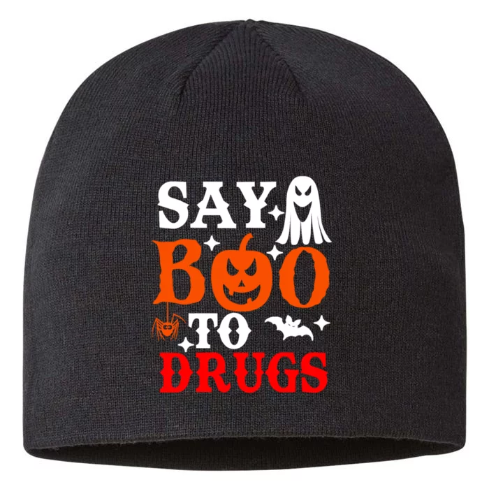 Say Boo To Drugs Funny Halloween Red Ribbon Week Awareness 8 1/2in Sustainable Knit Beanie