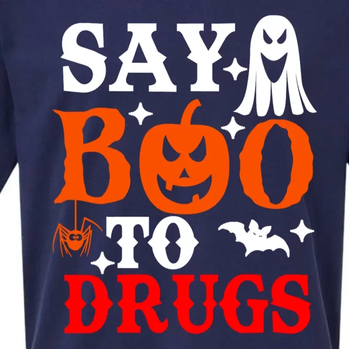 Say Boo To Drugs Funny Halloween Red Ribbon Week Awareness Sueded Cloud Jersey T-Shirt