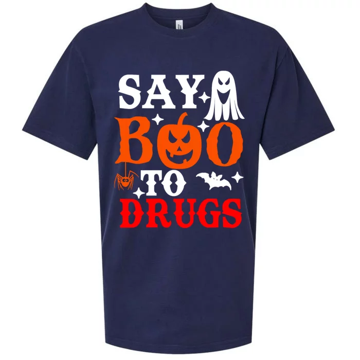 Say Boo To Drugs Funny Halloween Red Ribbon Week Awareness Sueded Cloud Jersey T-Shirt