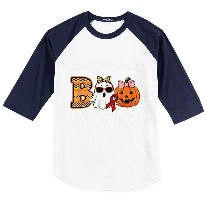 Say Boo To Drugs Red Ribbon Week Awareness Funny Halloween Baseball Sleeve Shirt