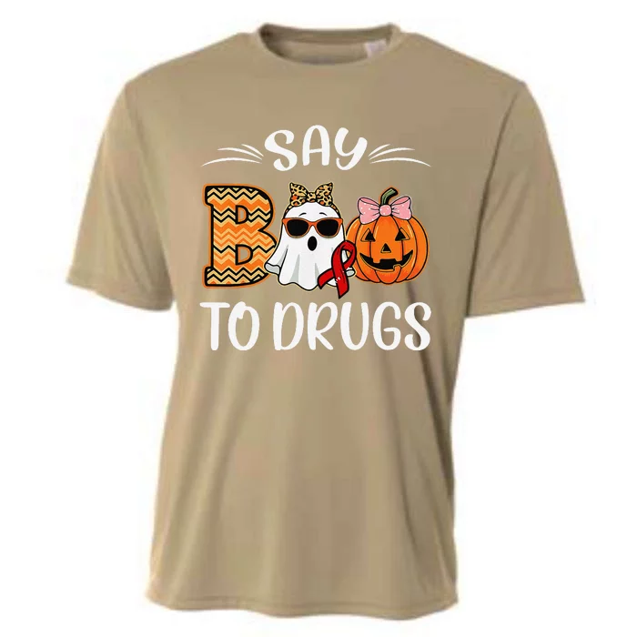 Say Boo To Drugs Red Ribbon Week Awareness Funny Halloween Cooling Performance Crew T-Shirt