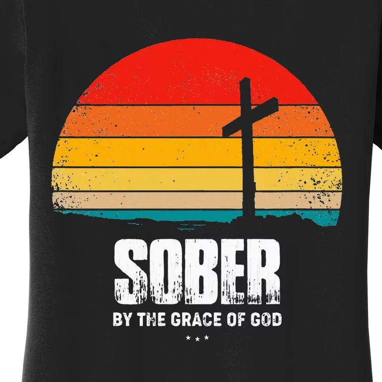 Sober By The Grace Of God Aa Recovery Christian Sobriety Women's T-Shirt