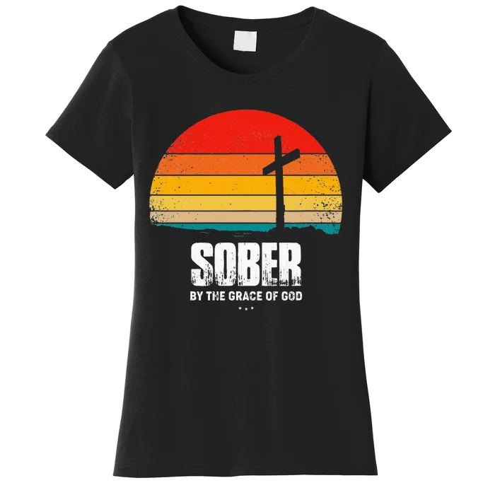 Sober By The Grace Of God Aa Recovery Christian Sobriety Women's T-Shirt