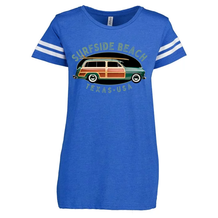 Surfside Beach Texas Vintage Surfing Design Enza Ladies Jersey Football T-Shirt