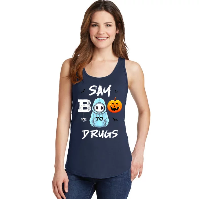 Say Boo To Drugs Funny Halloween Red Ribbon Week Awareness Ladies Essential Tank