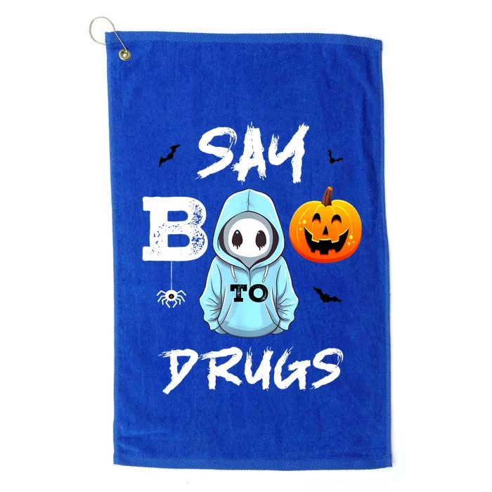 Say Boo To Drugs Funny Halloween Red Ribbon Week Awareness Platinum Collection Golf Towel