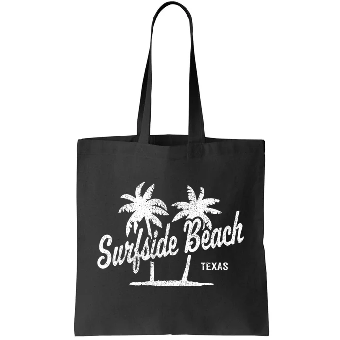 Surfside Beach Texas Vintage 70s Palm Trees Graphic Tote Bag