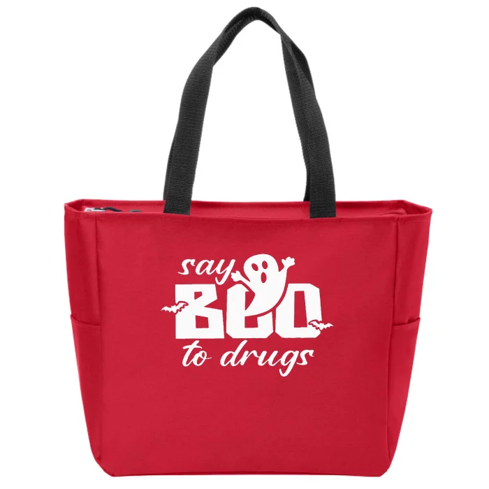 Say Boo To Drugs Funny Halloween Red Ribbon Week Awareness Zip Tote Bag